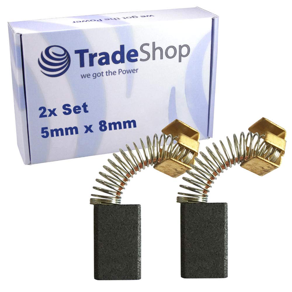 2 x Abrasive Carbon Brushes 5 mm x 8 mm for Electric Tool Drill, Hedge Trimmer, Recipro Saw, Tile Cutter