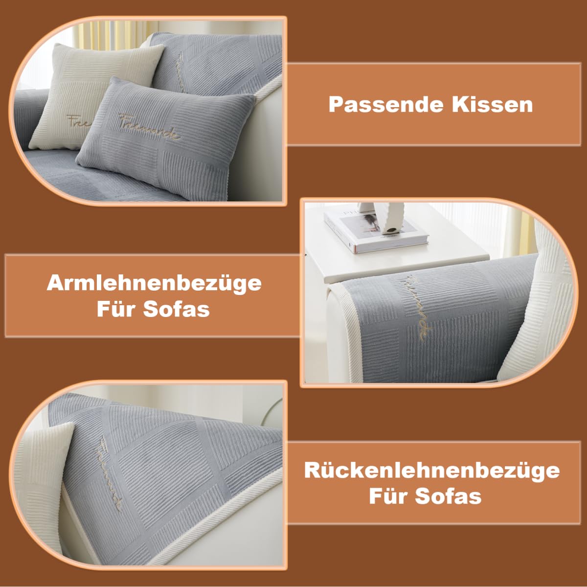 Universelle Sofa Überzug, Sofadecken für Sitzfläche, Sofaschoner rutschfest, L/U Form Sofaüberwurf, Sofa Cover, Sofabezug Ecksofa,Grau,90x160cm