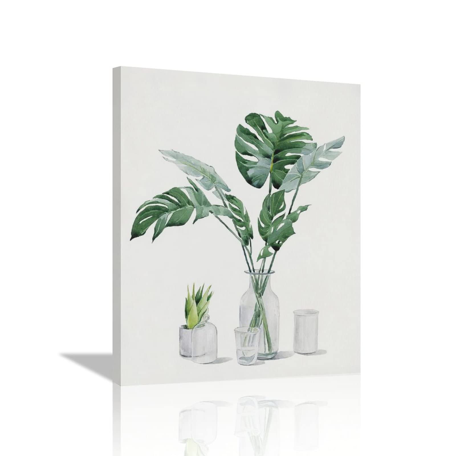 Botanical Bathroom Wall Art Green Leaf Tropical Plant Bathroom Wall ...