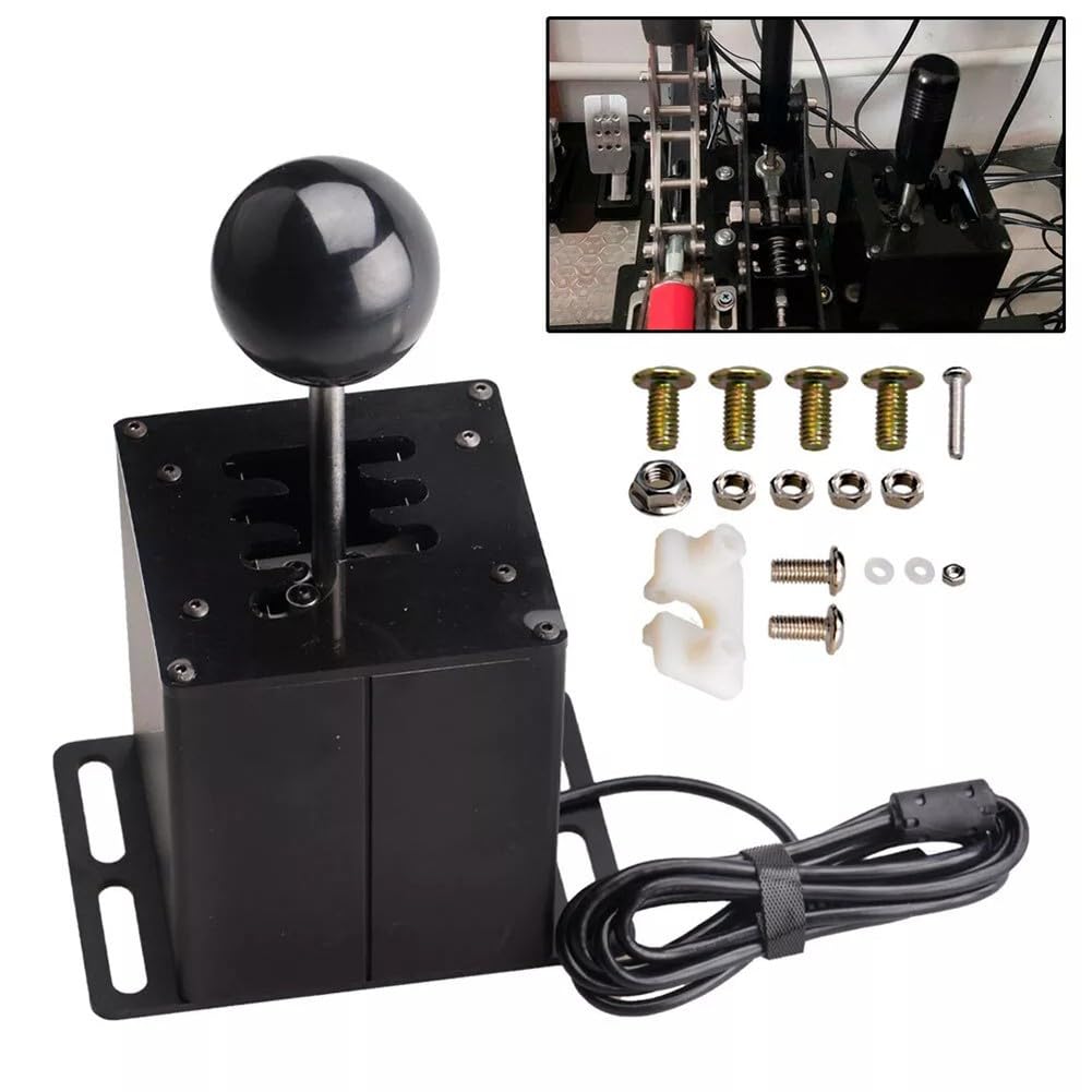 H-Muster Schalthebel für Logitech G29 G27 G25 & Thrustmaster T300 T500 6+R/7+R Speed Sim Racing Stick Aluminiumlegierung PC USB Gaming Zubehör 7 Geschwindigkeiten + R-HB039