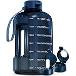 AQUAFIT 128 oz Water Bottle with Time Marker - Straw & Chug Lid - BPA Free 1 Gallon Gym Water Bottle with Handle - Big Gallon Jug (Nebula, 128 Ounces)
