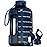 AQUAFIT 128 oz Water Bottle with Time Marker - Straw & Chug Lid - BPA Free 1 Gallon Gym Water Bottle with Handle - Big Gallon Jug (Nebula, 128 Ounces)