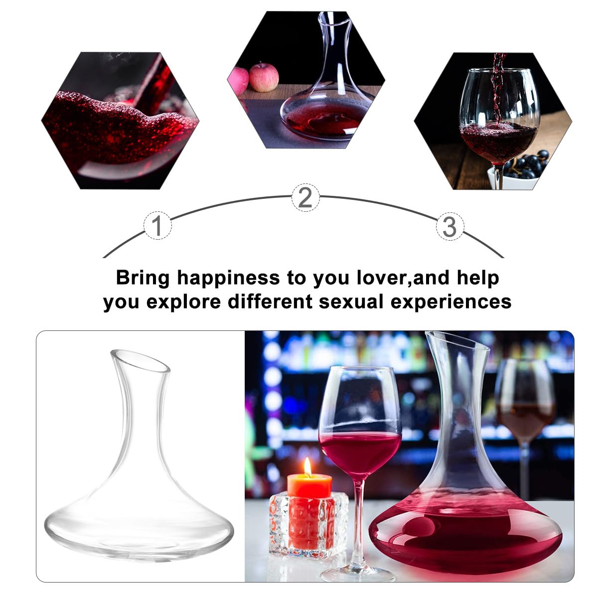 Angoily Decanter per Vino in Vetro Funzione di Potenziamento Aroma e Decorazione per Casa e Bar, Caraffa Elegante e Distributore Bibite