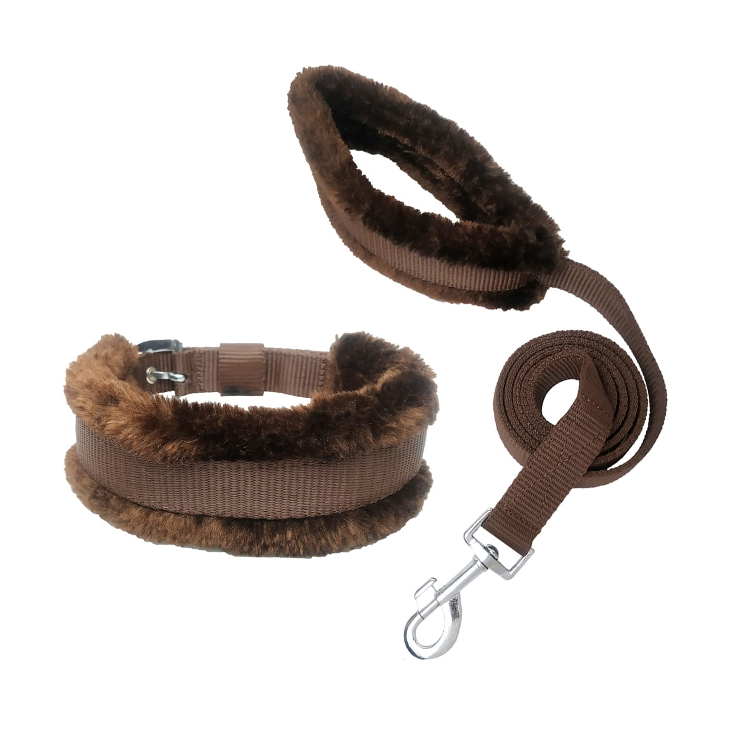 Modern Pets House 1.25 Inch Thick Heavy Duty Imported Padded Fur Collar and Leash Rope with Anti-Slip Handle| Waterproof Neck Fur Collar and Leash Belts with Strong Hook| Walking Jogging Training Fur Collar and Leash for Large Dogs (Brown, Large) (B09XBCV8RJ) Amazon Price History, Amazon Price Tracker