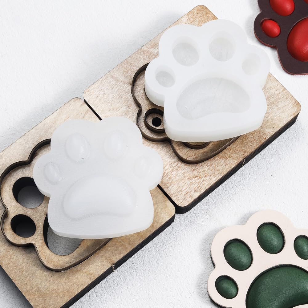Juego de 4 troqueles de corte de cuero, troqueles de cuero para cortar formas, cortador de cuero para llaveros, molde de perforación de cuero para patas de perro para manualidades de cuero