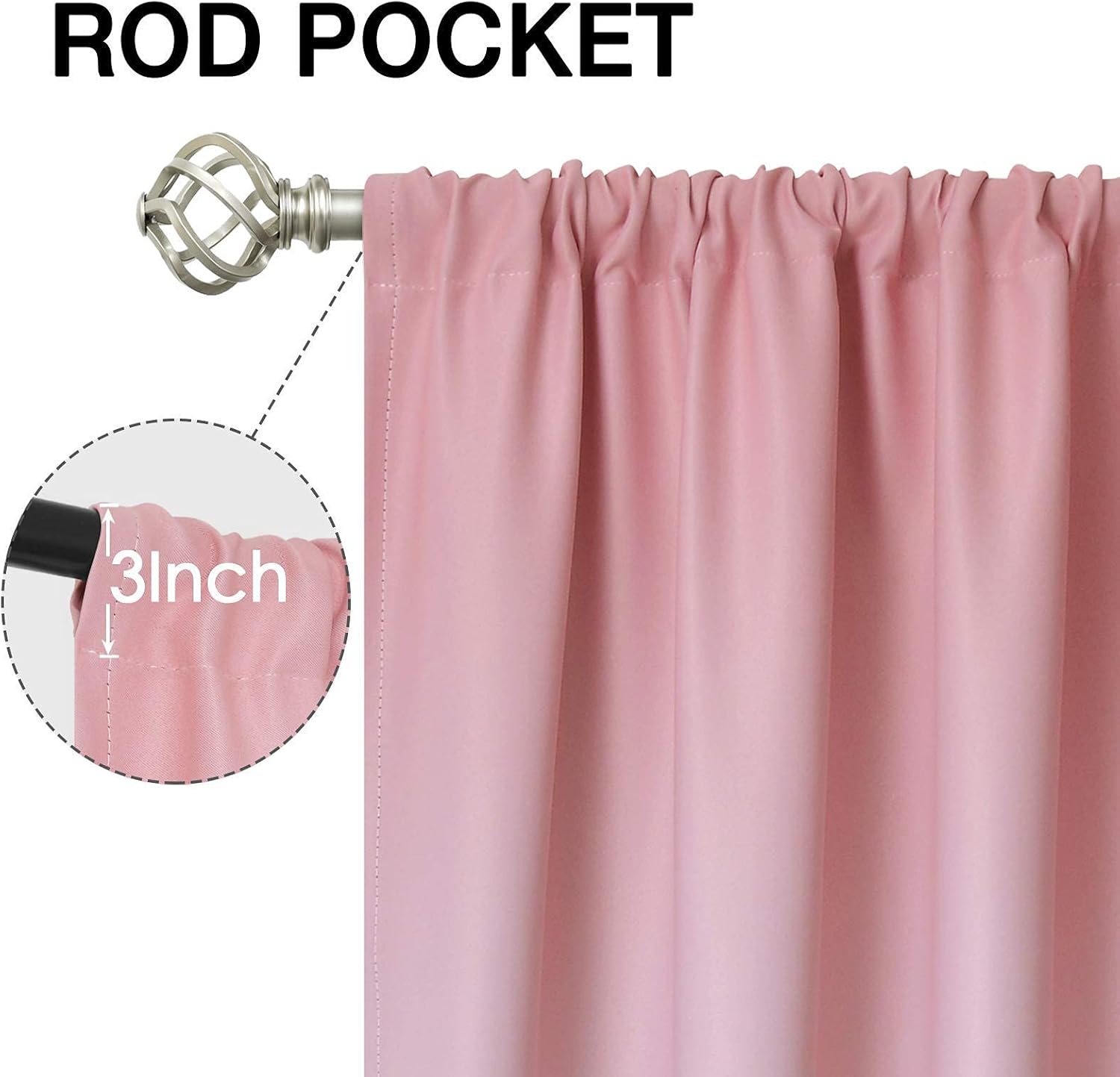 COSVIYA Ombre Room Darkening Curtains 84 inches Length for Living Room, Light Blocking Pink to Grey 2 Tone Reversible Rod Pocket Gradient Window Drapes for Kids Bedroom, 2 Panels, 52 inches Wide