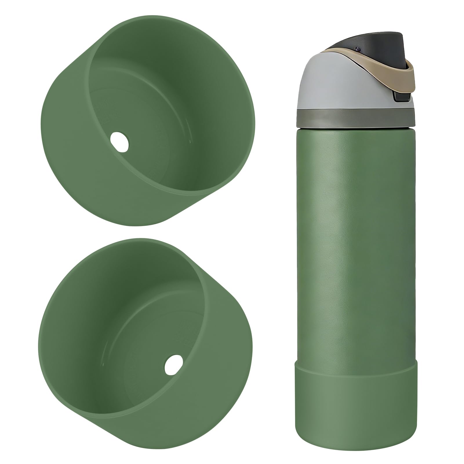 BKBY 2PCS Silicone Water Bottle Boot, Compatible with Owala 24oz 32oz 40oz, Protective Anti-Scratch & Anti-Dent No Noise Sleeve Cover for FreeSip/Twist/Flip Water Bottles (Green House, 24oz)