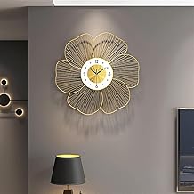 Gold Handmade Metal Wall Clock Wire Design, Silent Decorative Wall Hanging Clock for Bedroom, Living Room, Dining Room, and Hallway (53x53cm)
