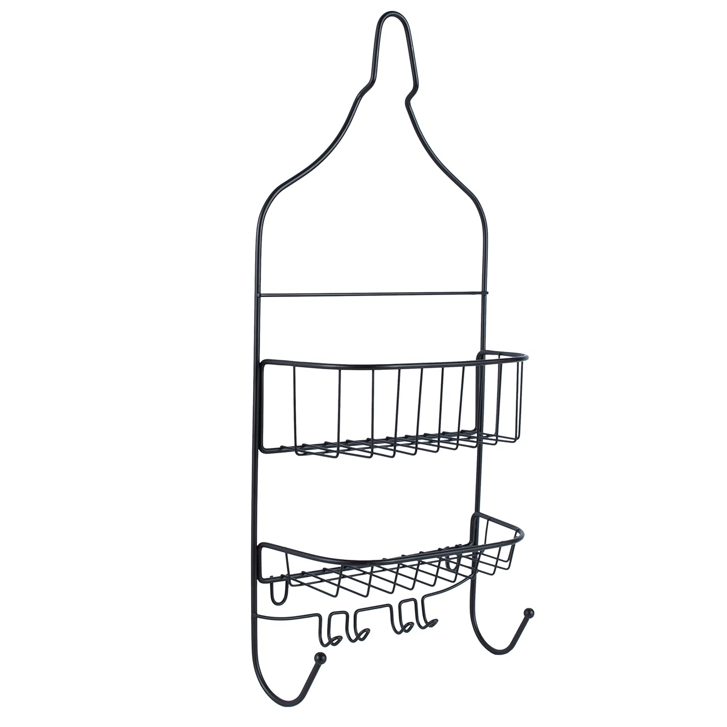 Bath Bliss 2 Tier Contoured Head Shower Caddy Over The Shower Head Rust Proof Bathroom Organizer with Hooks