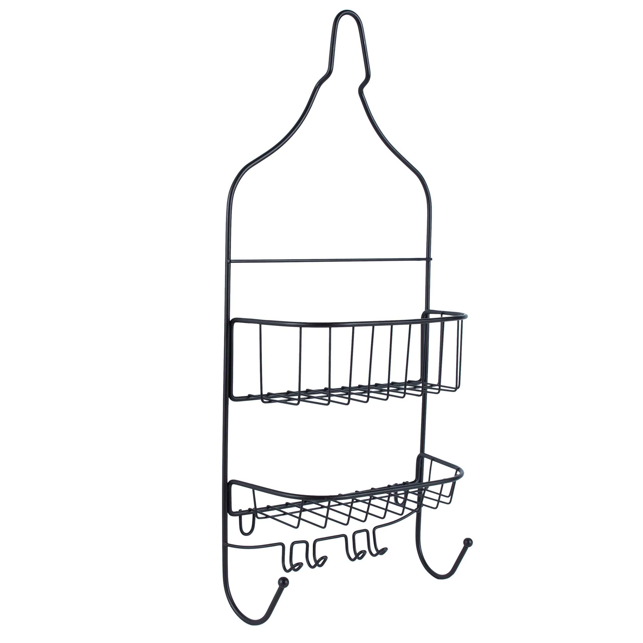 Bath Bliss 2 Tier Contoured Head Shower Caddy Over The Shower Head Rust Proof Bathroom Organizer with Hooks