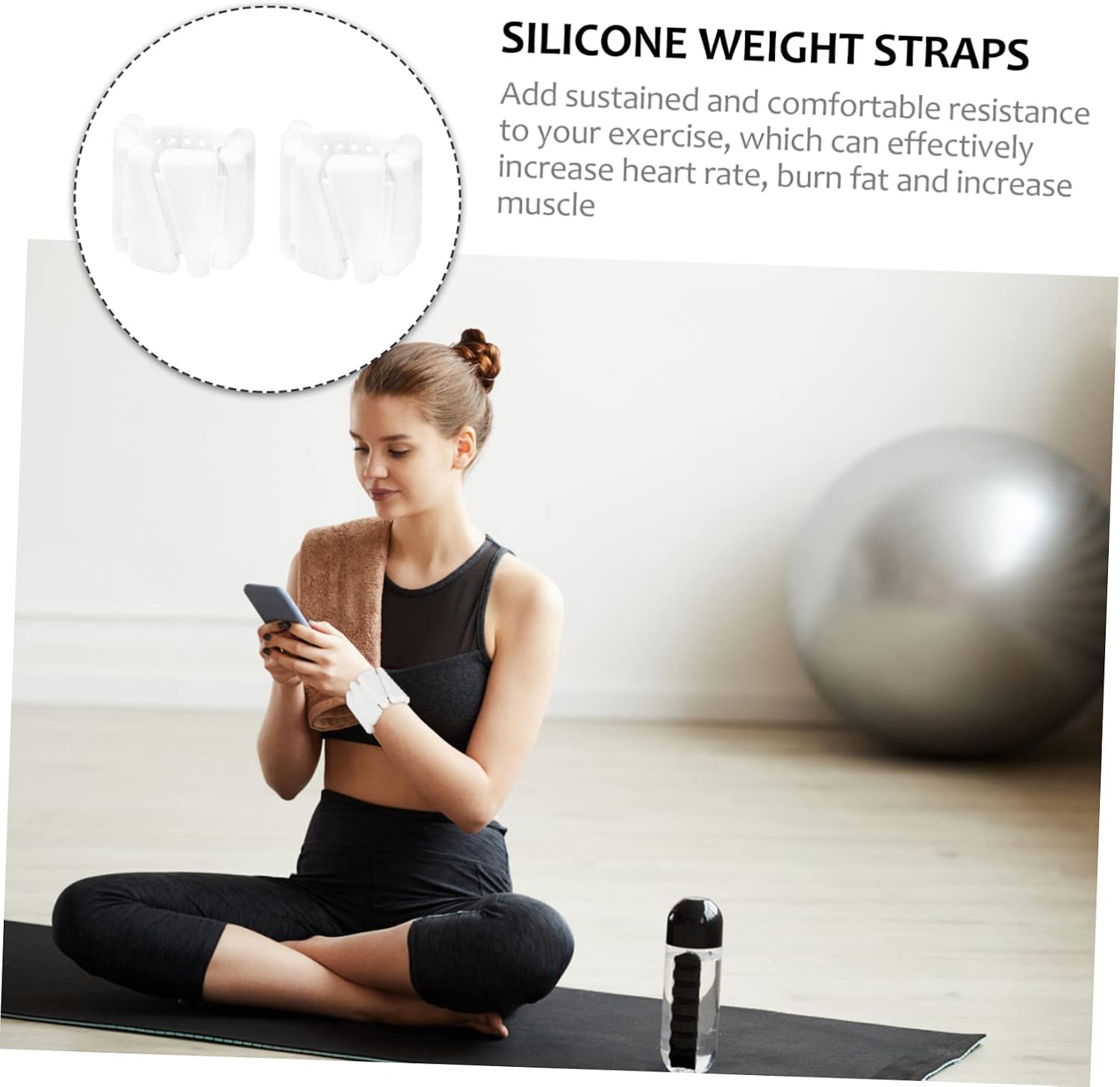 1 Pair Weight-bearing Silicone Wrist Yoga Weighting Bracelet Aerobic Ankle Weights Yoga Exercise Weight