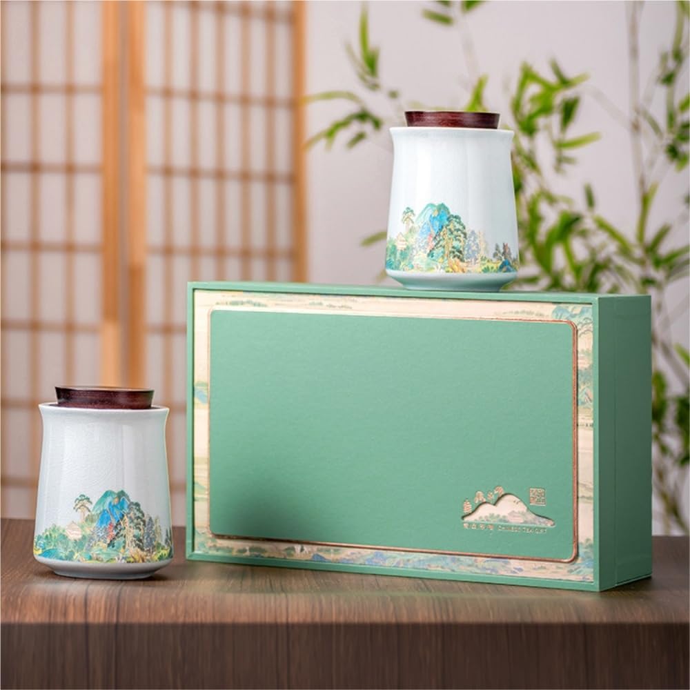 Tea Coffee Sugar Canisters Keramik lose Teekanne, versiegeltes Glas für die Küche, Süßigkeitenglas, Retro Teeservice, Einzeltopf, Geschenkbox-Set Küchendosen (B)