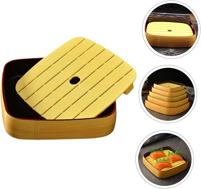 Plato de sushi reutilizable VOSAREA de 20.3 cm color amarillo miniatura 8