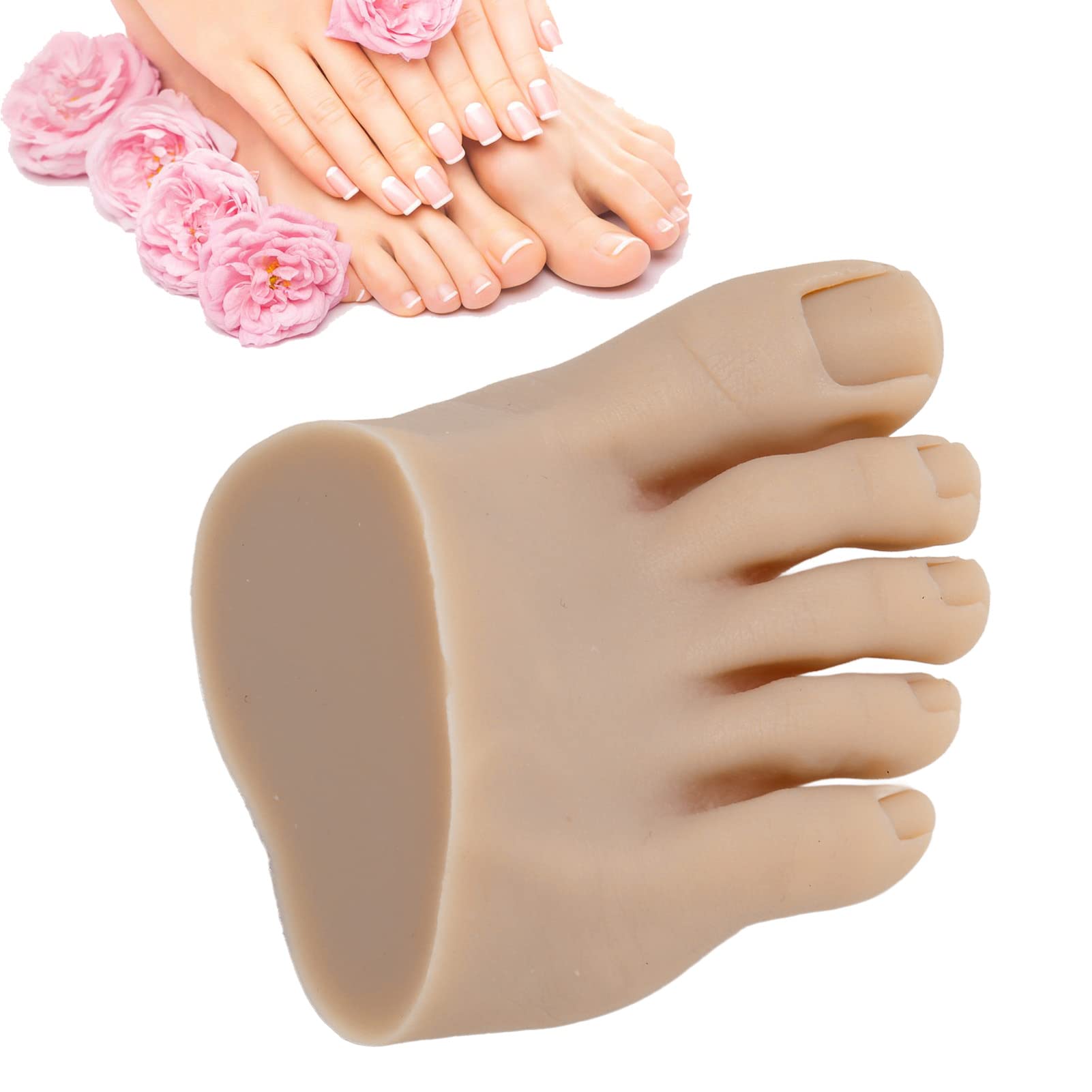 Silikon-Übungsfuß-Nagel-Übungs-Trainings-Schaufensterpuppe, Dunkle Hautfarbe, Halbes Fußmodell, Nagelkunst-Trainingsdisplay, Maniküre-Werkzeug für Nagelspitzen-Kunsttraining (Rechts)
