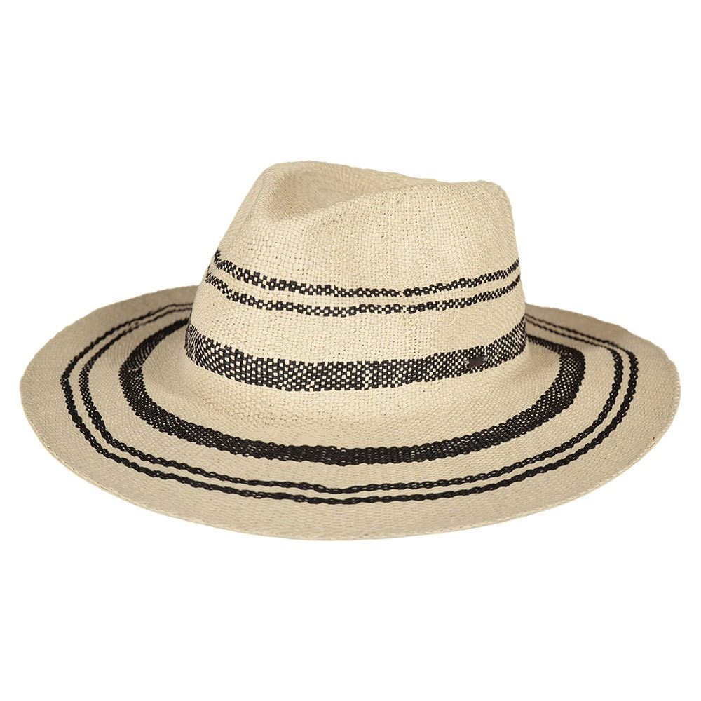 Barts W Kayley Hat Gestreift-Beige - Breitkrempiger stylischer Damen Fedora-Hut, Größe One Size - Farbe Black