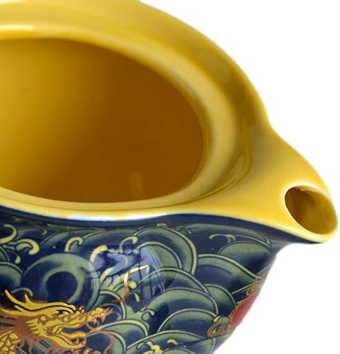 Miniatura 5 de Tetera China Porcelana 12oz Dragón Azul marino Infusor de filtración inoxidable para té suelto (azul marino) Azul marino,Azul cobalto,Amarillo