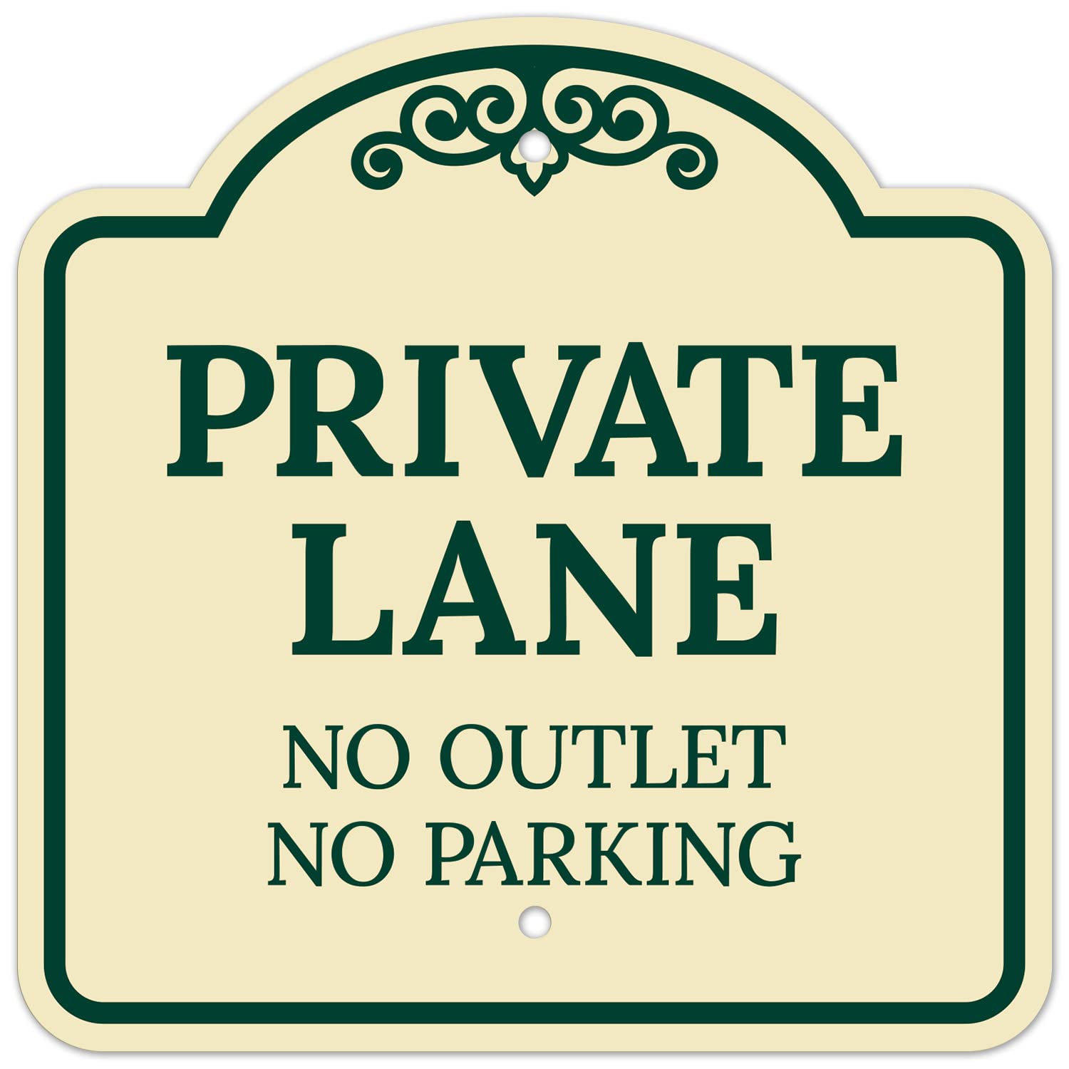 Private Lane No Outlet No Parking Décor Sign, Green Dark, 18x18 Inches, ACM, Fade Resistant, Made in USA