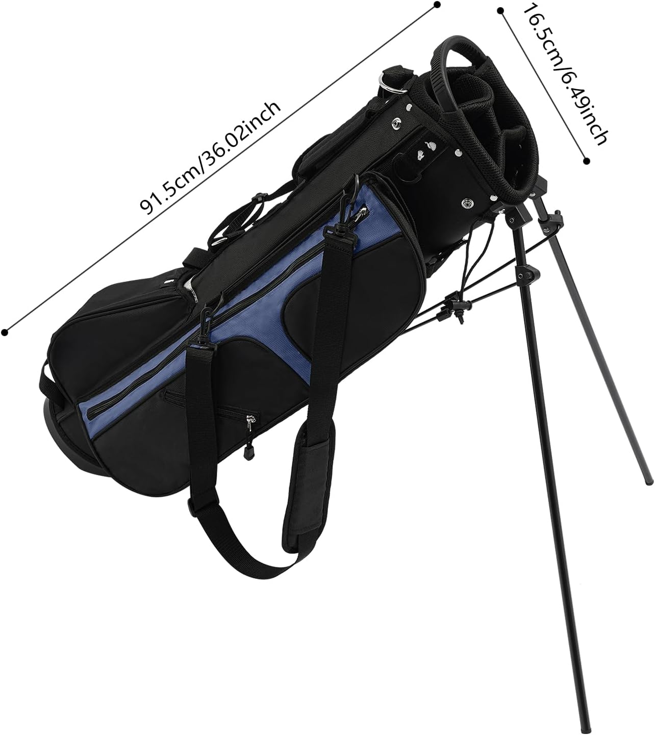 Golf Stand Bag with 3-Way Divider & 5 Pockets, Lightweight Golf Bag for Men & Women, Portable Golf Club Bag for Walking Courses, Black & Blue