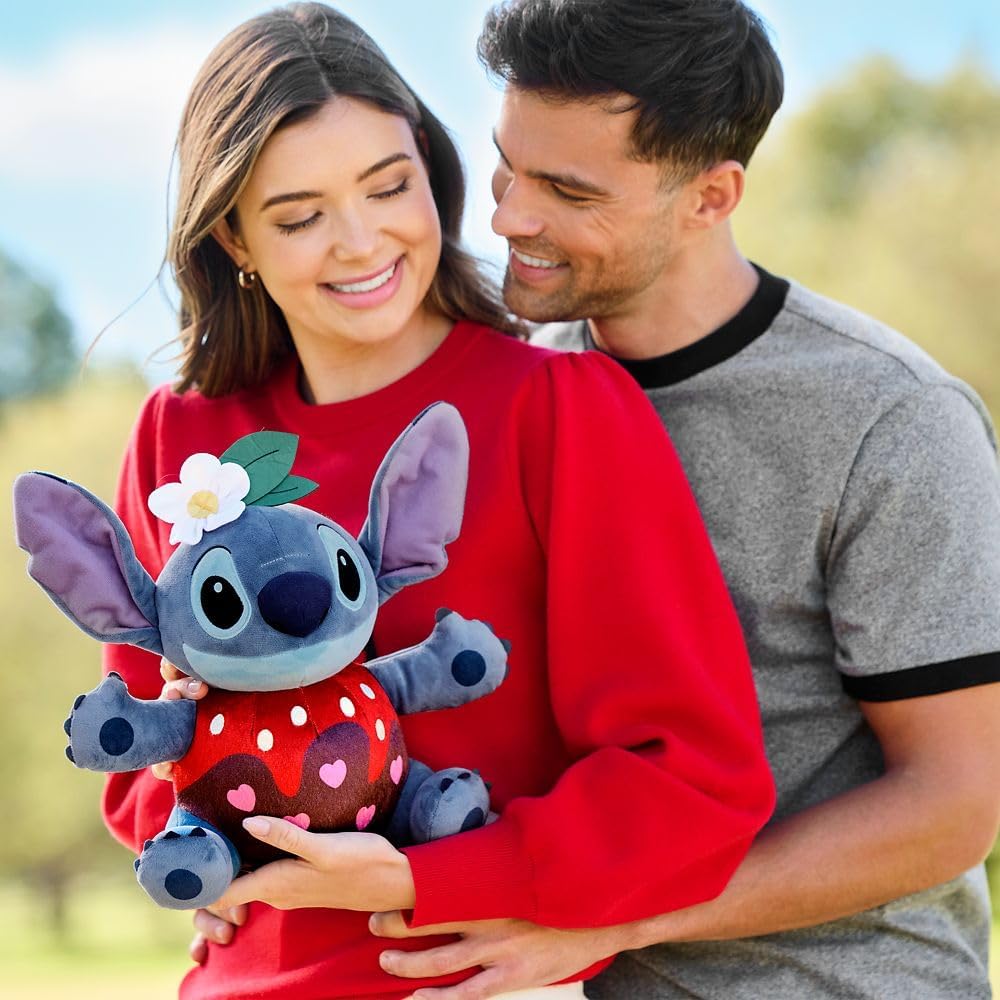Disney Store Official Stitch Valentine's Day Plushie - Chocolate Dipped Strawberry Design, Embroidered Features, Super Soft Stuffed Animal - Inspired by Lilo & Stitch