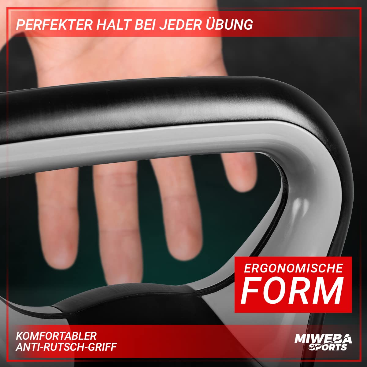 Miweba Sports Kettlebell KB200 | 4.0-12.0 Kg Gewichte - Kugelhantel - Kugelgewicht - Schwunghantel - Kettlebells - Hanteln - Hantel für Indoor & Outdoor - Krafttraining - Bodenschonend