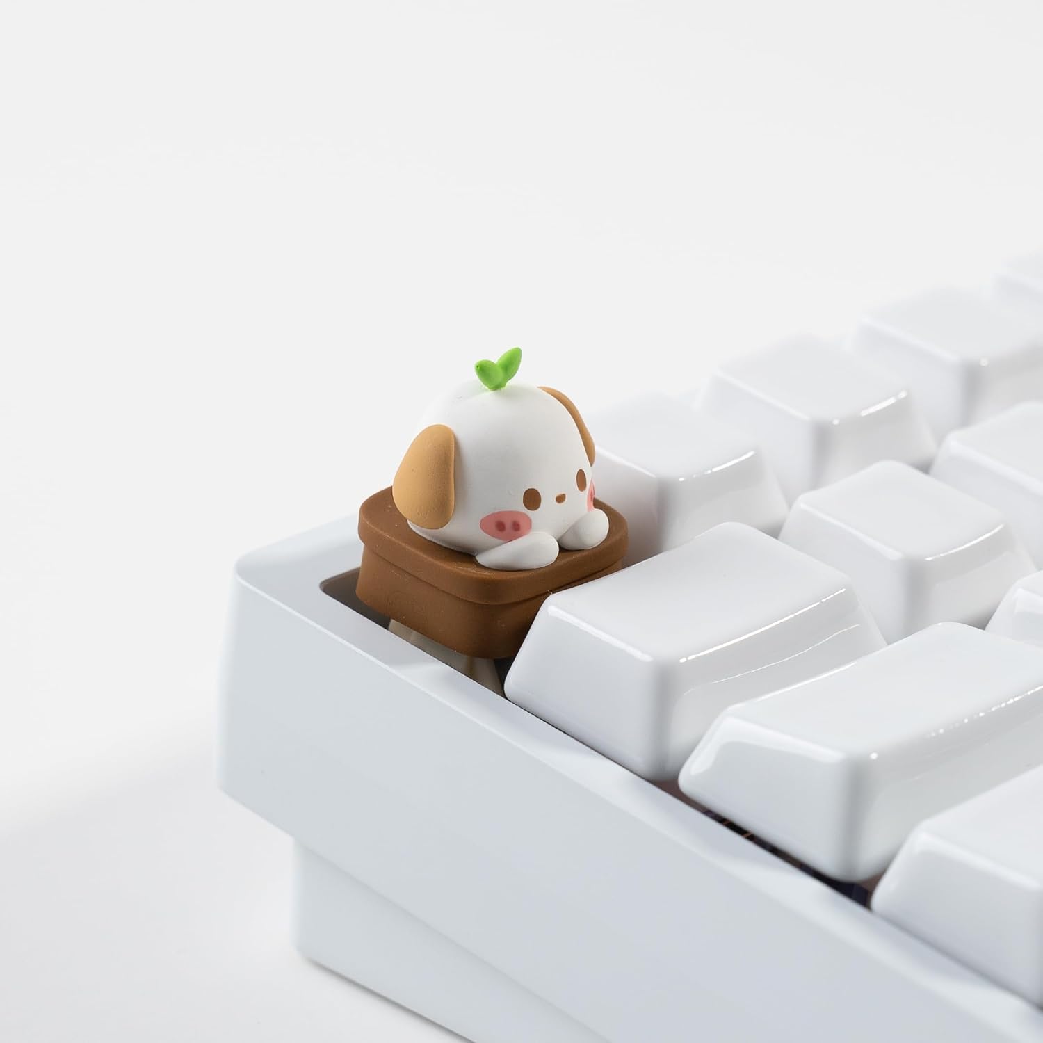 Artisan Keycaps, Cute Potted Puppy Shaped, Resin Handmade ESC Key Replacement for Mechanical Keyboard, MX Switch Compatible, Kawaii Design