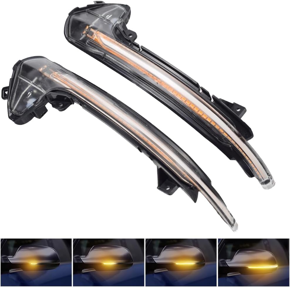 1 Pair Dynamic LED Turn Signal Light Sequential Side Mirror Marker Indicator Blinker Lamp Compatible With Audi A6 RS6 4G C7 7.5 2012-2018 (Transparent)