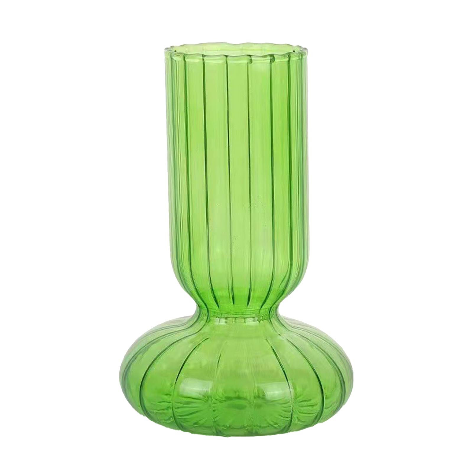 MISNODE Glass Vases Striped Crystal Flower Vase Unique Decorative Vase Decor Footed Glass Container Glass Flower Vase Flower Vase Centerpieces for Office Home Bedroom Table Shelf Decor(Green)