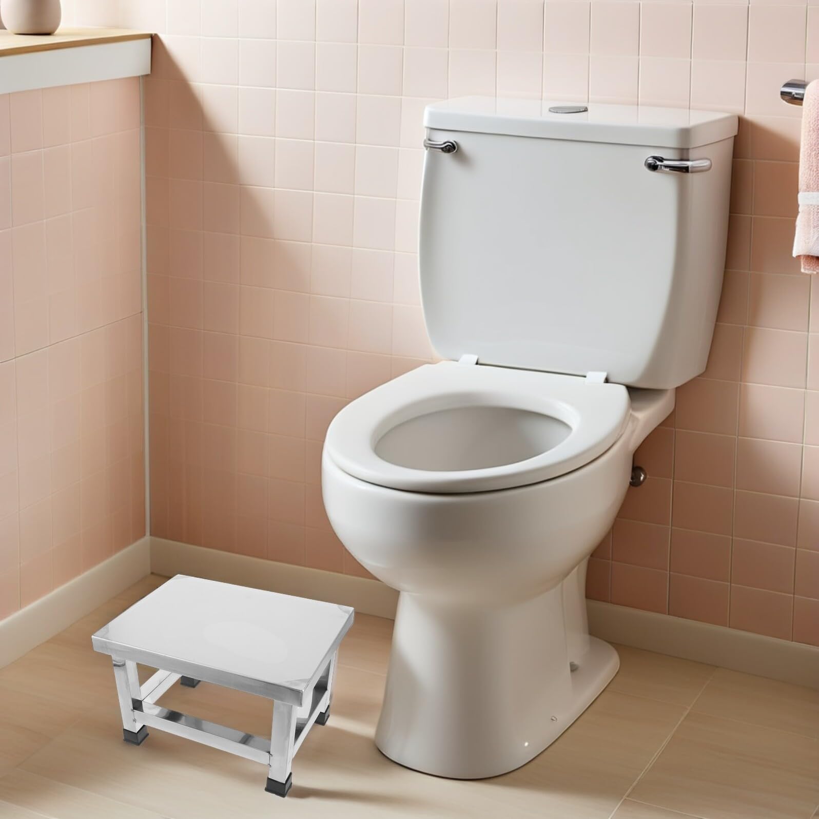 Stal nierdzewna Step ol 31 x 24 x 20 cm antypoślizgowe nóżki metalowe ol do łazienki i kuchni odporne na korozję łatwe do czyszczenia bezpieczne dla toalet i seniorów