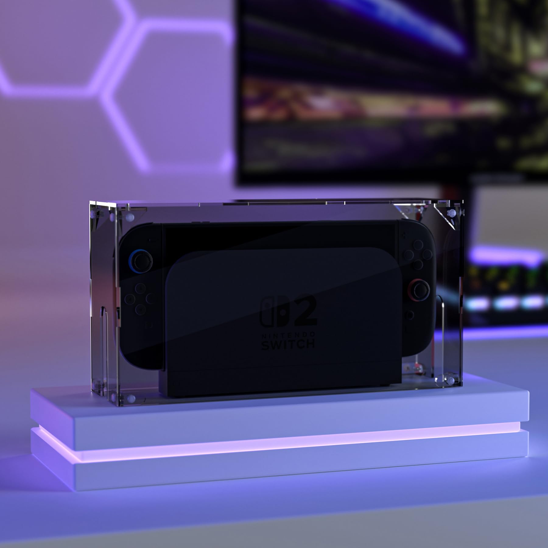 PlayVital Cover Antipolvere in Acrilico per Nintendo Switch 2, Copertura Impermeabile Custodia Espositiva per Nintendo Switch 2 Dock, Coperchio Superiore Ventilato Magnetico, Trasparente Nero
