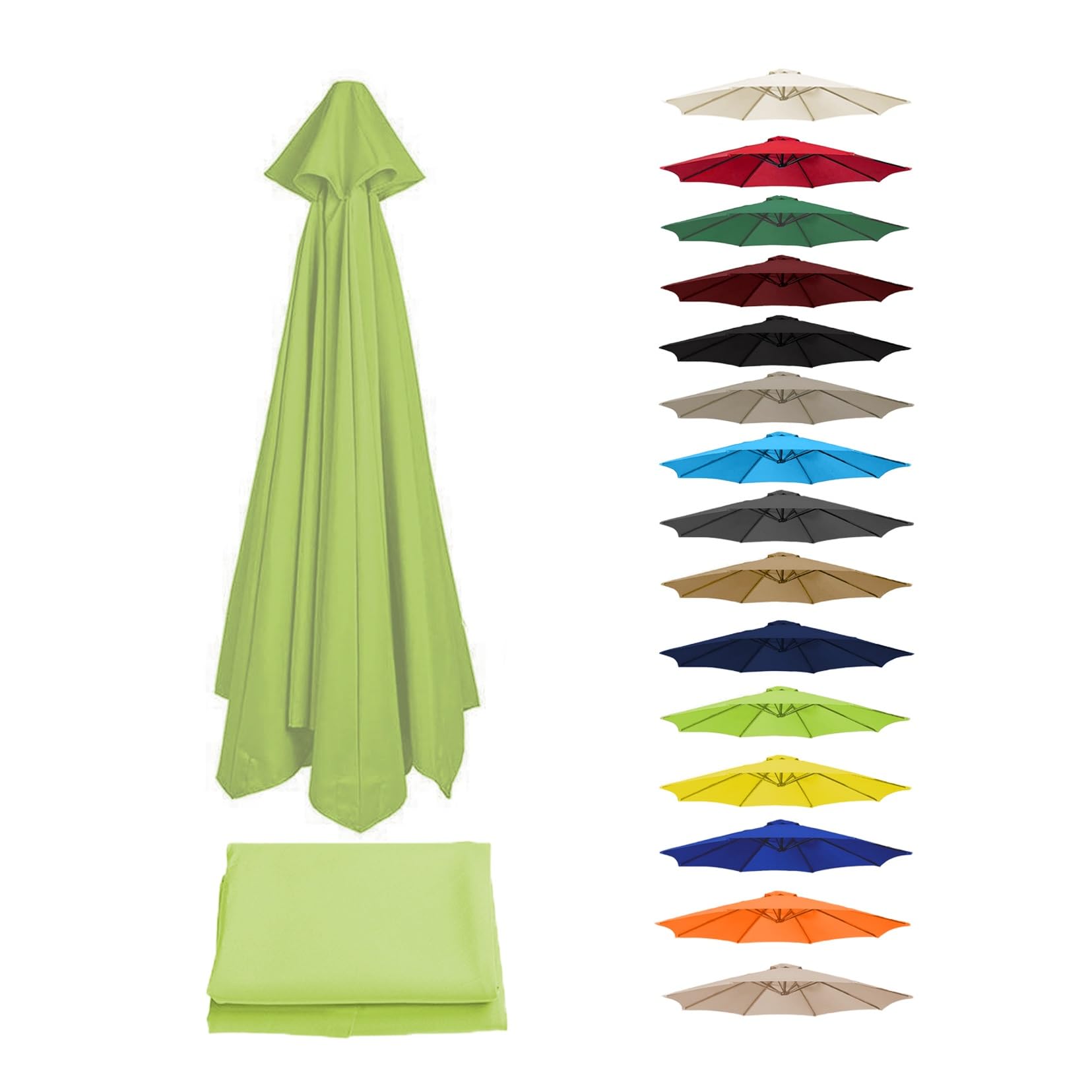GZDXBF Parasol Canopy Cover Outdoor Table Market Yard Umbrella Replacement Top Cover With 6/8 Ribs, Replacement Parasol Canopy (Canopy Only)(Grass green,8 RIBS/350CM(11.5FT))