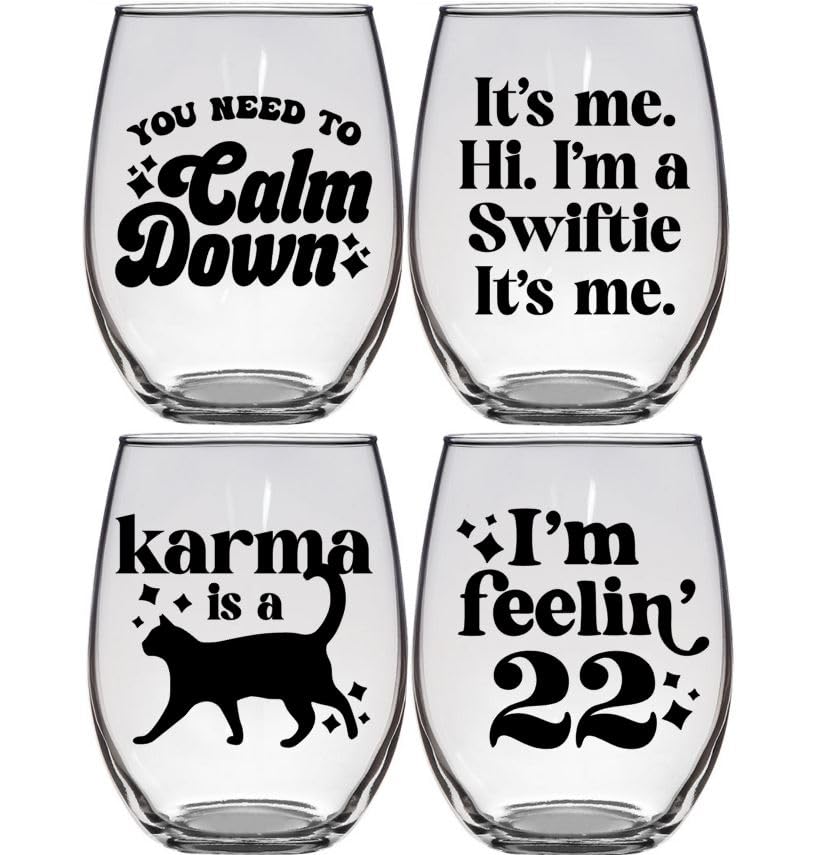 Miniatura 4 de Karma Is A Cat - Fan Gift Swifty Lyrics Sayings Merch Obsessed Swiftey Present - Premium 21oz Stemless Glass Tumbler (Karma Is A Cat)