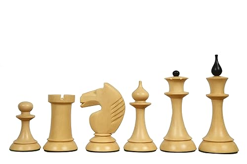 Miniatura 2 de The 1950s Soviet (Russian) Latvian Reproduced Chess Pieces in Ebonized Boxwood & Natural Boxwood - 4.1" King
