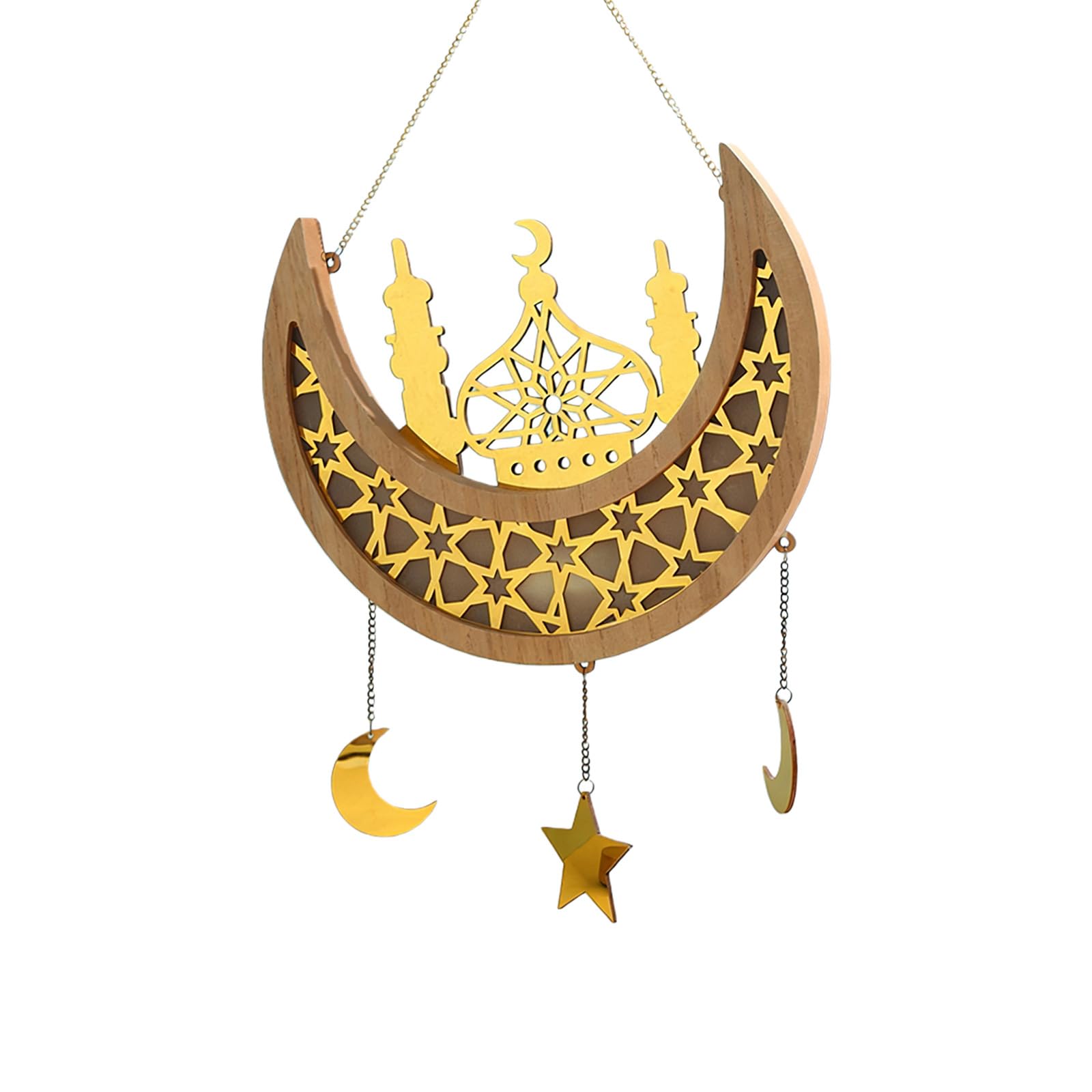 hogtnd LED Moons Castles Pendant Creates Dreamy Atmospheres for Romantic Home Decorations with Soft LED Lights Made of Wooden Materials for Holidays