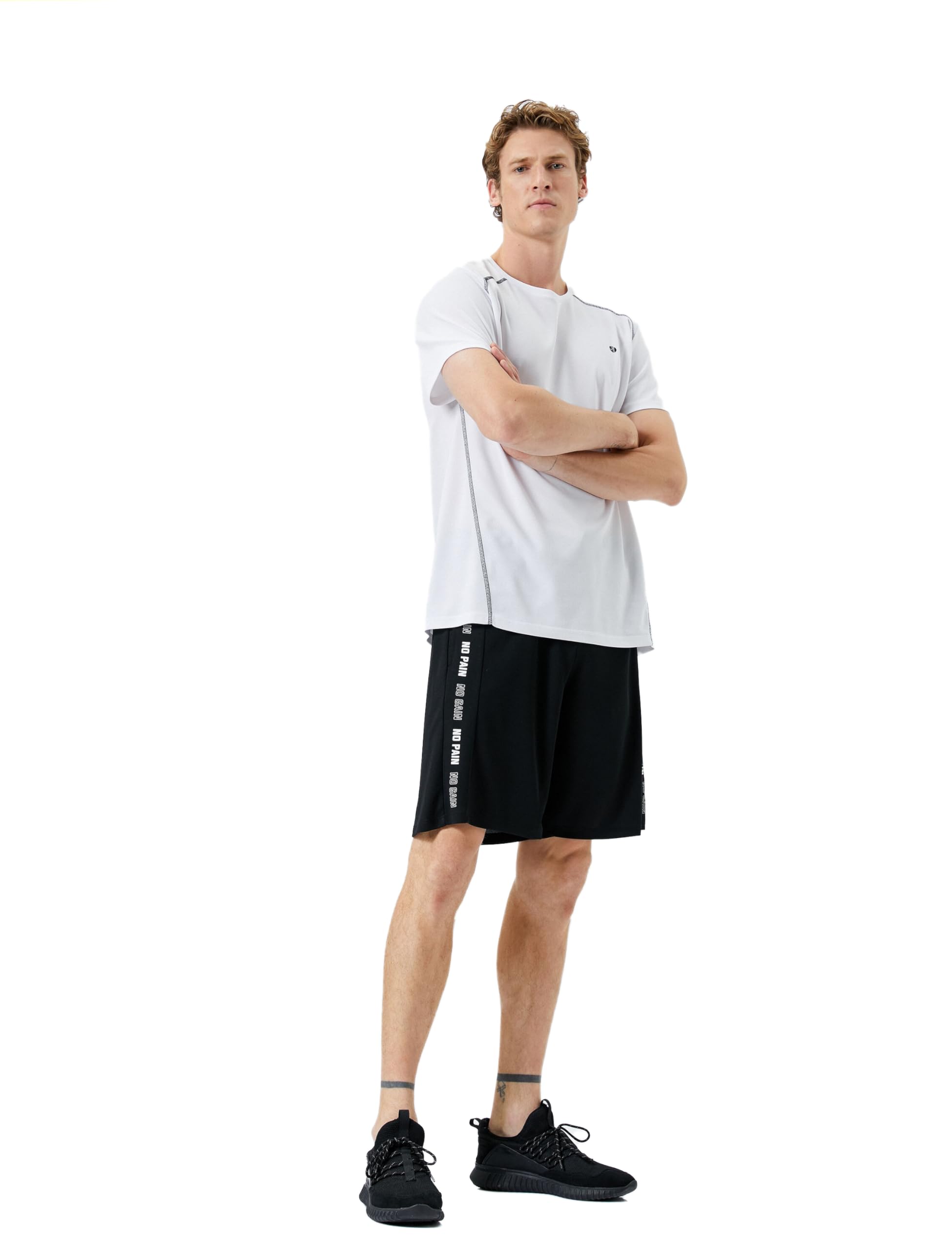 Spor Şort Slogan Baskılı Beli Bağcıklı Cepli Spor Şort Slogan Baskılı Beli Bağcıklı Cepli