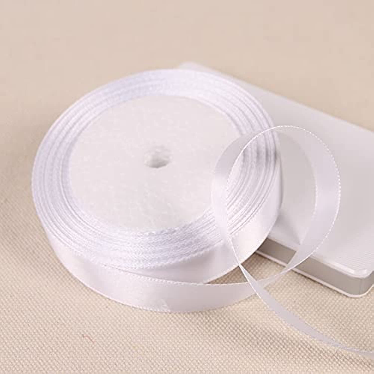 Satin Ribbon for Gift Package Decoration (White, 12mm)