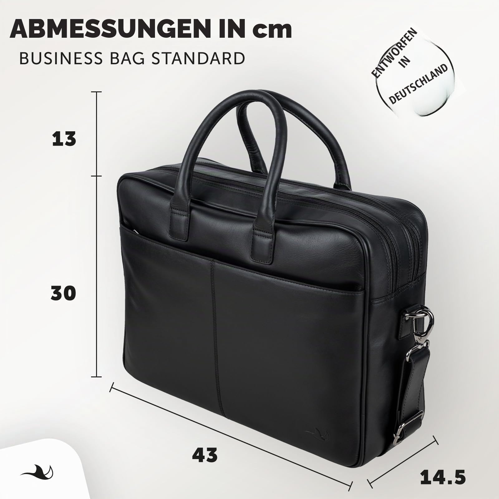 MANTA Echtleder Business-Tasche, Handgearbeitete Aktentasche aus Leder, Stilvoll & Modern, 16-Zoll Laptoptasche, Elegante Notebooktasche, Umhängetasche, Dokumententasche, Schultertasche, Laptop-Sleeve