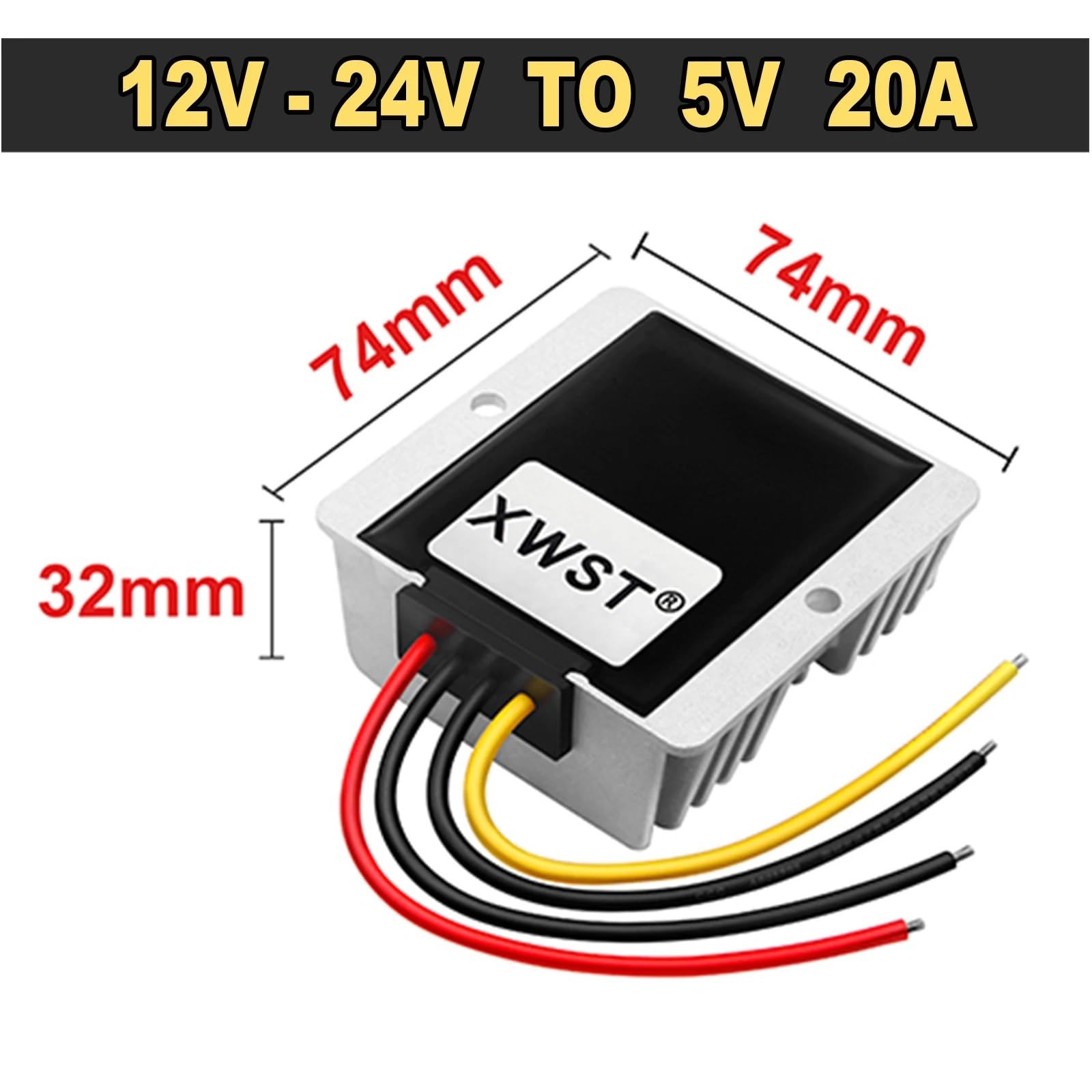 DC DC Wandler 12 V 24 V auf 5 V Spannungsregler 1–60 A Wechselrichter Step Down Transformationsmodul für Auto Golfwagen (20 A Aluminium L)