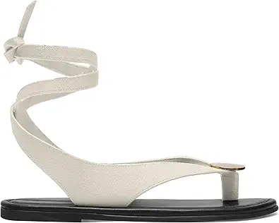 Strap Flip Flop Flat Sandals for Women with Metal Circular Ankle Strappy Ladies Fashion Cute Summer Thong Sandals Dressy.