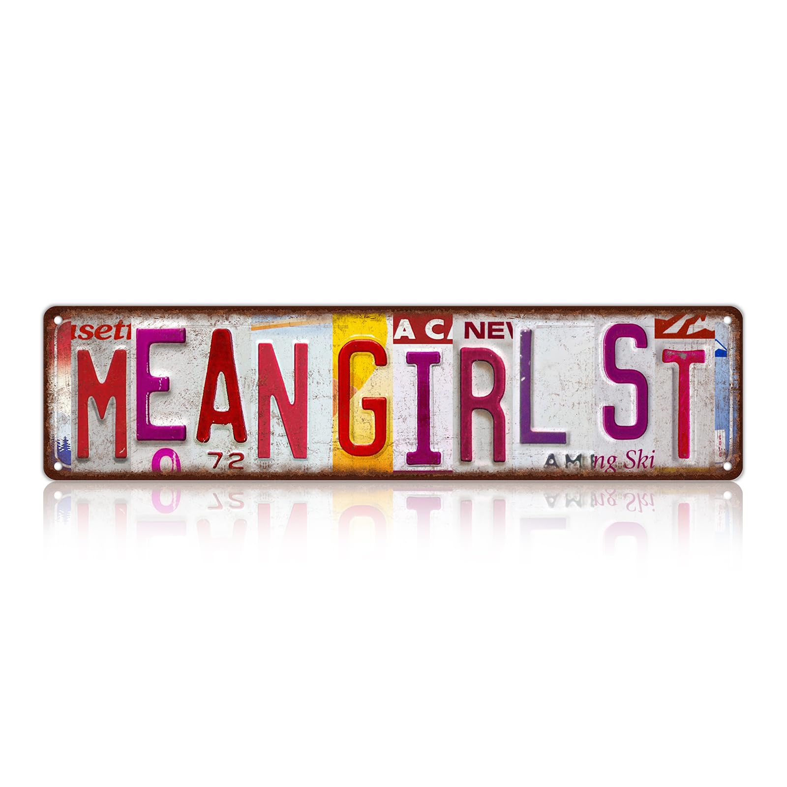 peiyeety Mean Girl St Vintage Street Sign, 4x16 Inch Rustic Wall Decor, Retro Metal Sign for Home, Garage, Bar, Farmhouse, Outdoor Patio, Man Cave, Waterproof Tin Sign, Durable Wall Art