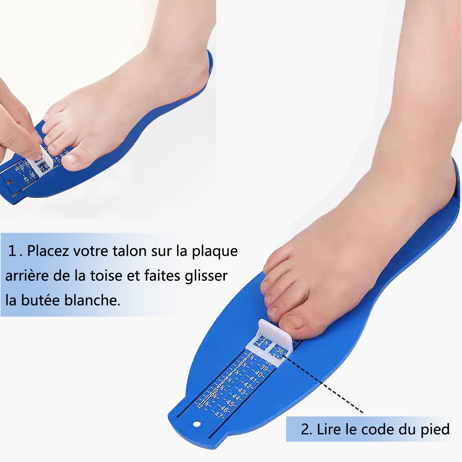 Pedimetre Enfants et Adultes, Pédimètre Professionnel avec Barème pour Déterminer la Pointure 6 à 47 instrument de mesure de chaussure adulte pour enfants confirme la taille