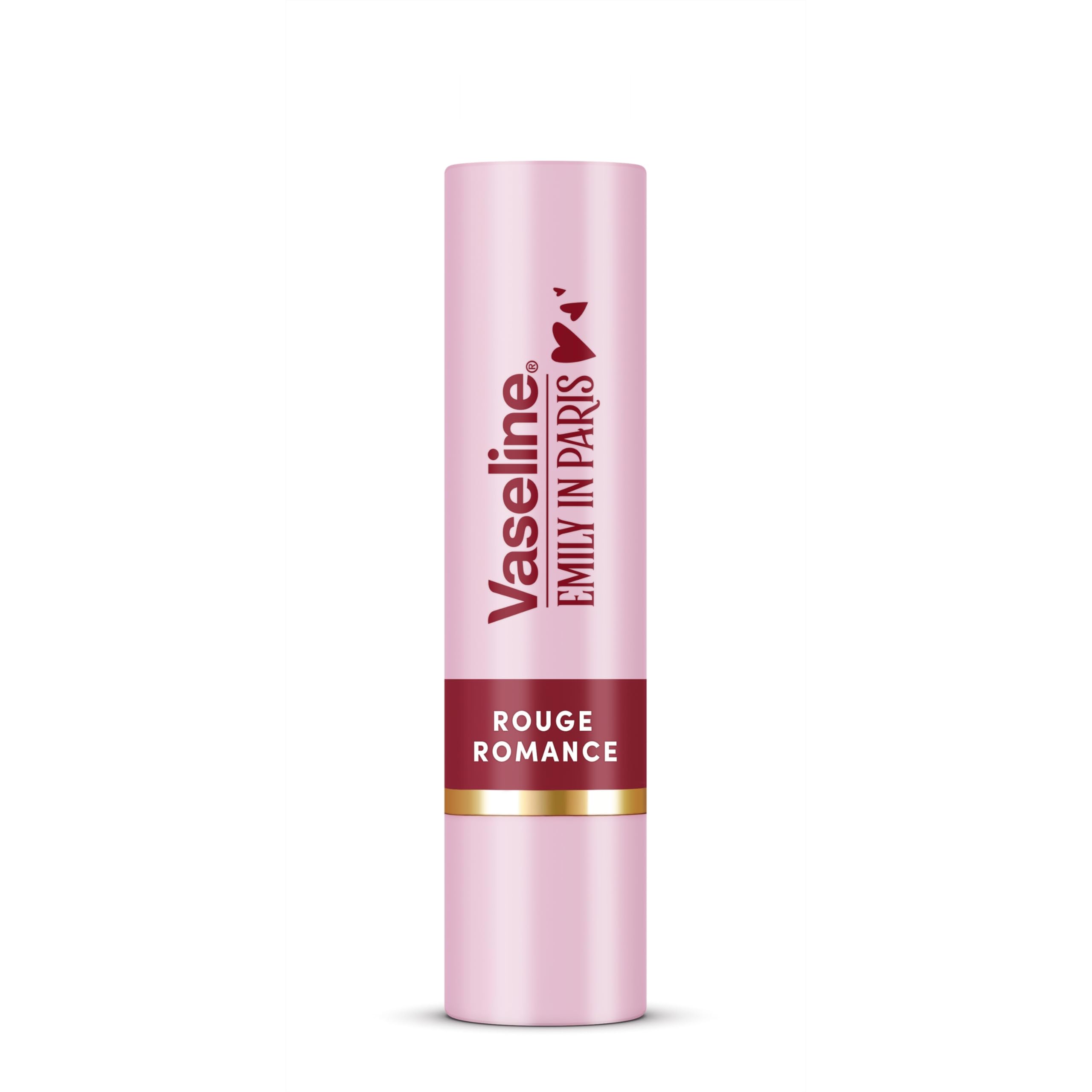 Vaseline LP Lip Balm with Color, Emily Rouge Romance, 3 g, 24-Hour Moisture Supply with 9% Vaseline, Classic Red Tone