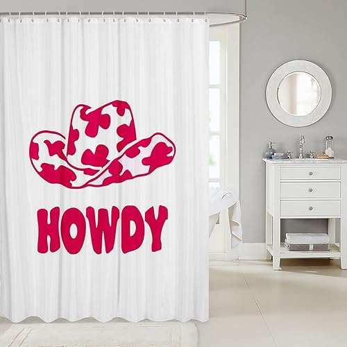 Miniatura 2 de Feelyou Howdy - Cortina de baño estampada con patrón de sombrero occidental para niños, juego de cortina de ducha de vaquera rosa, accesorios de