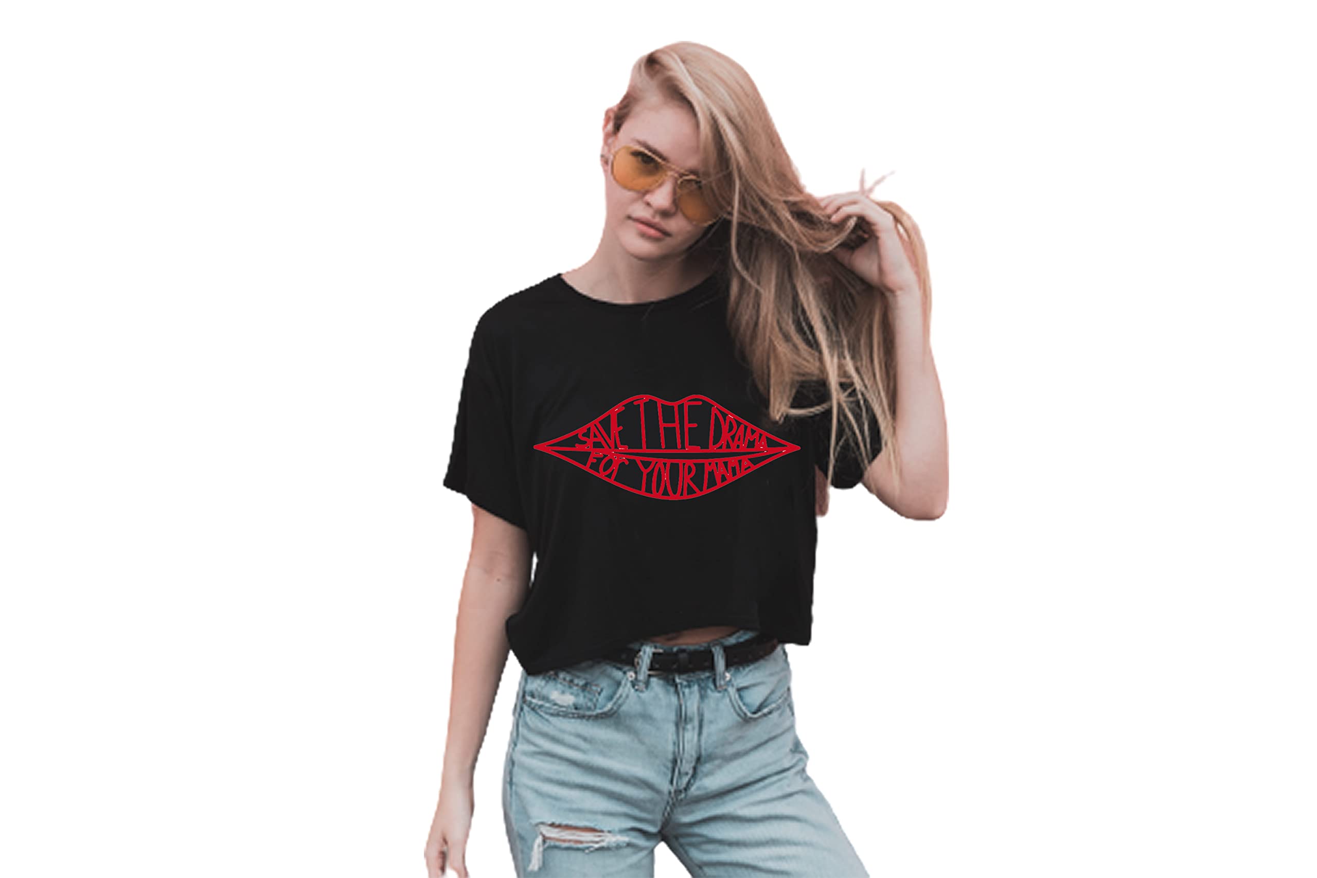 URBAN PENDUSave The Drama for Your Mama - Women Wear Cotton Crop Top (Black)