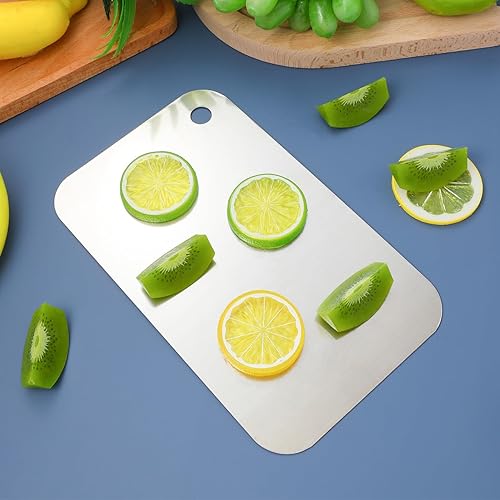 Miniatura 9 de Tablas de cortar de acero inoxidable para cocina: tabla de cortar de acero inoxidable 304 de doble cara, libre de arañazos, tabla de cortar