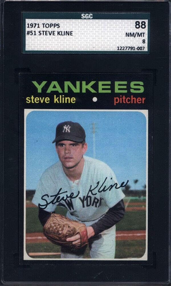 1971 Topps #51 Steve Kline Yankees SGC 8 - Slabbed Baseball Cards