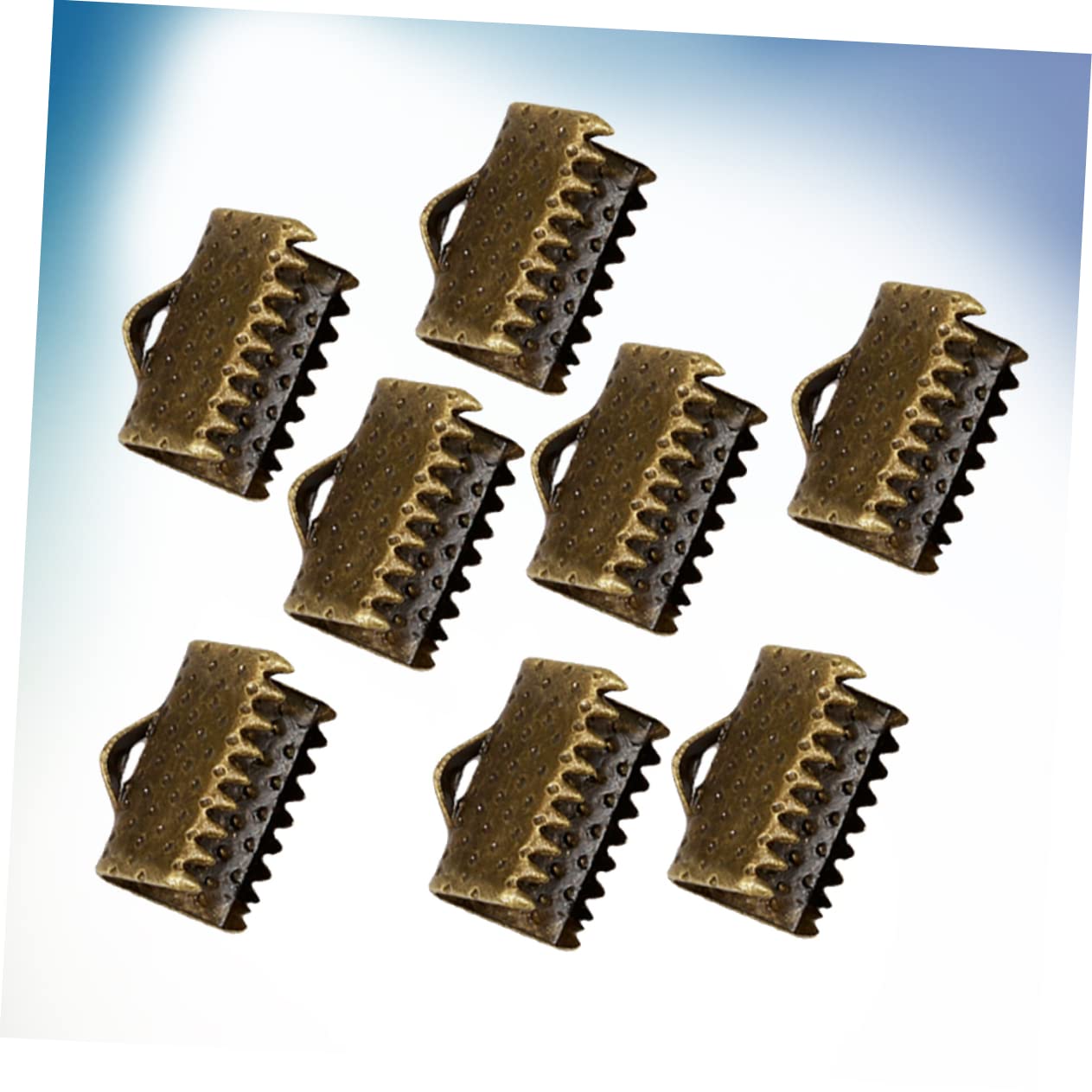 NUOBESTY Crimp Jewelry Clasps 1cm Textured Crimp End Clamps Cord Ends Mazi Buckles Zipper Clips for DIY Jewelry