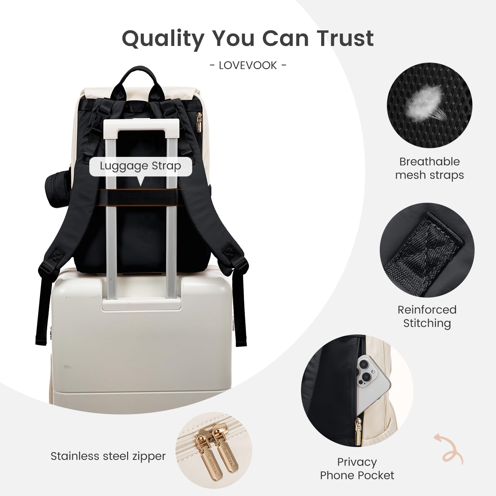 LOVEVOOK Wickelrucksack Groß Wickeltasche Rucksack Diaper Bag für Mama Papa | Lässig Babytasche mit Wickelauflage, Schnullerhalter & Kinderwagengurte, Multifunktional Windeltasche Kliniktasche Geburt, L