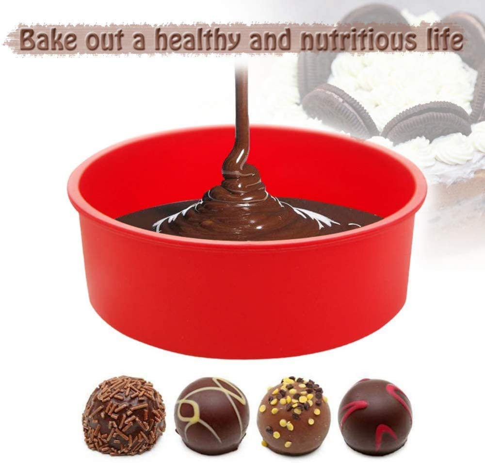 Stampo per torta in silicone rettangolare rotondo flessibile antiaderente per silicone da cucina, rosso