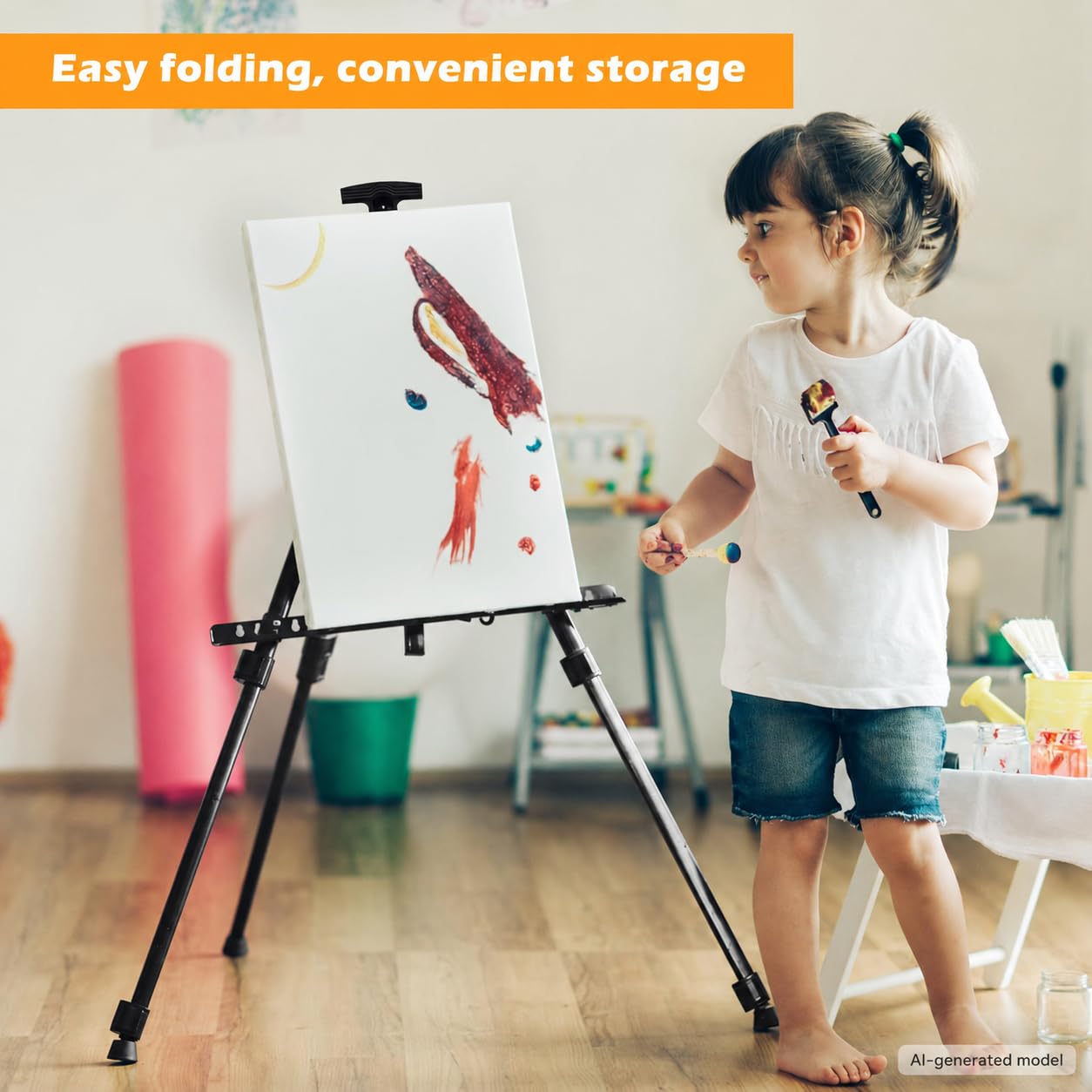 RRFTOK Caballete de artista, trípode de metal, caballete ajustable para pintar lienzos de altura de 17 a 66 pulgadas, bolsa de transporte para mesa / dibujo de piso y juego de manualidades (1 paquete)