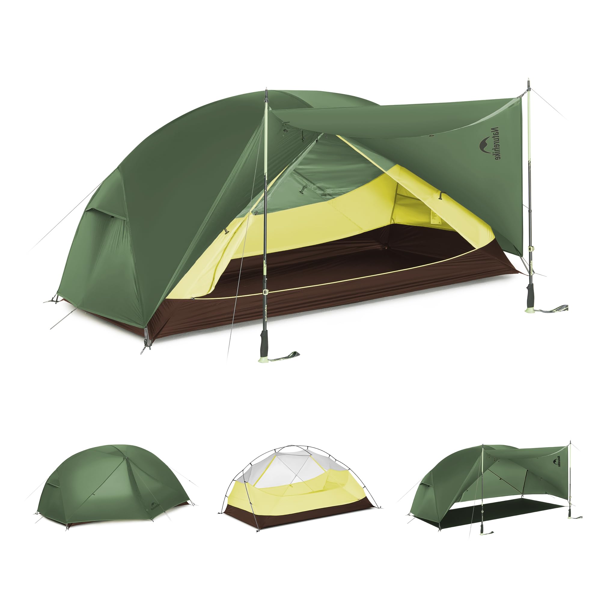 Naturehike Mongar Base 2-3 Man Tent, Upgraded Double Layer Dome Tents, Waterproof & Windproof Tent for Camping Hiking Backpacking (2 Man-Green) — image 1